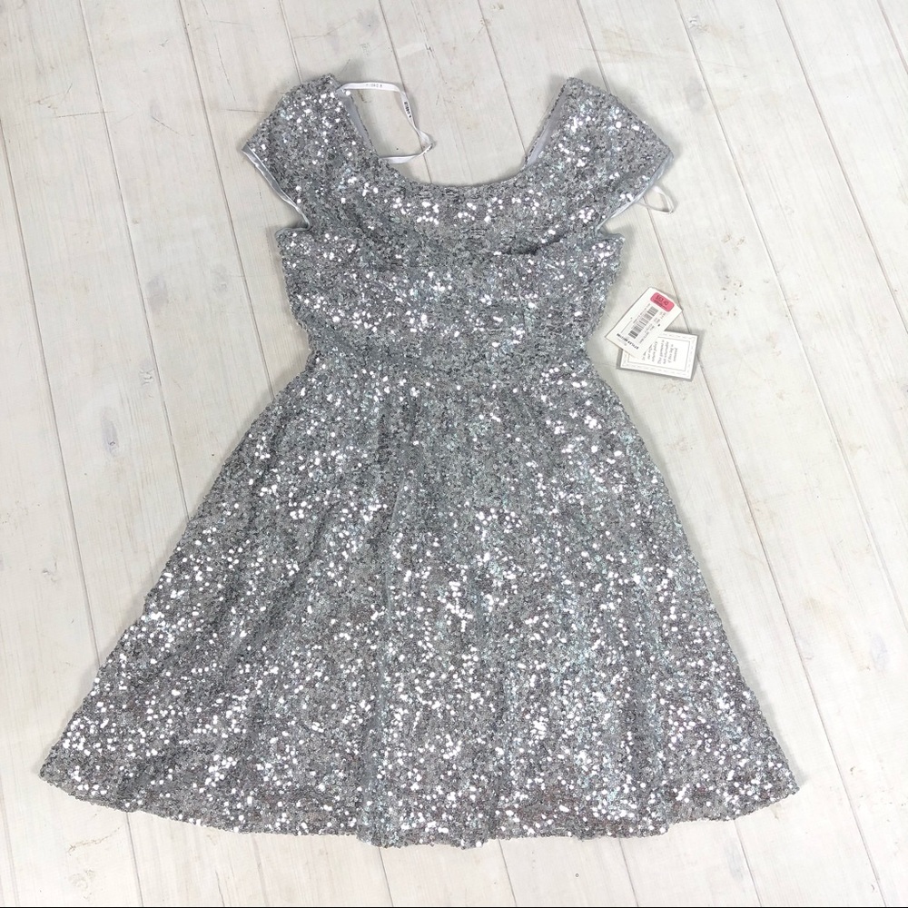 B. Darlin Silver sequin skater dress size 9 / 10